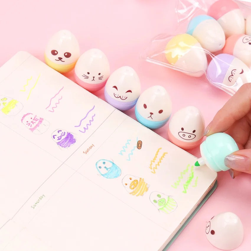 Cute Egg Highlighters - Set of 6 - Tinyminymo