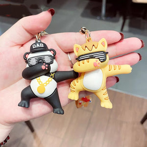 Dab Panda and Cat 3D Keychain - Tinyminymo