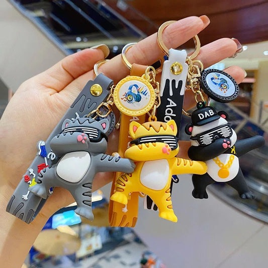 Dab Panda and Cat 3D Keychain - Tinyminymo