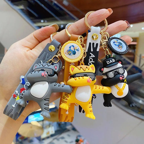 Dab Panda and Cat 3D Keychain - Tinyminymo