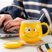 Load image into Gallery viewer, Dino Mug with Lid and Spoon - Tinyminymo
