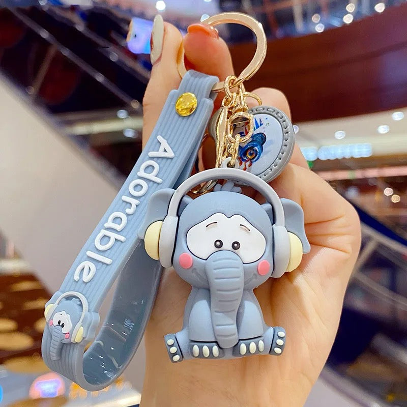 Cute Elephant with Headphones 3D Keychain - Tinyminymo