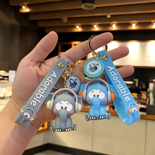Cute Elephant with Headphones 3D Keychain - Tinyminymo