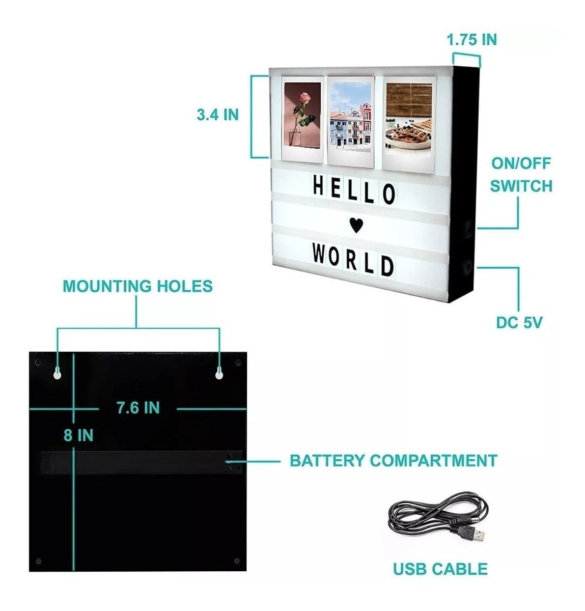 Cinematic Lightbox With Photo Frame and Letters - Tinyminymo
