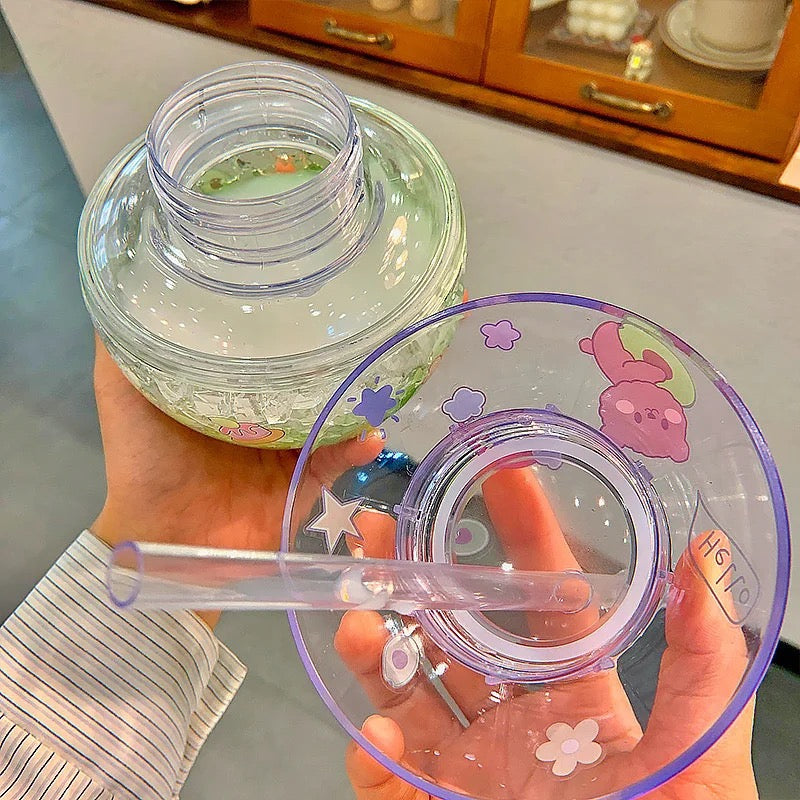 Frosted Round Sipper with Kawaii Stickers | Tinyminymo