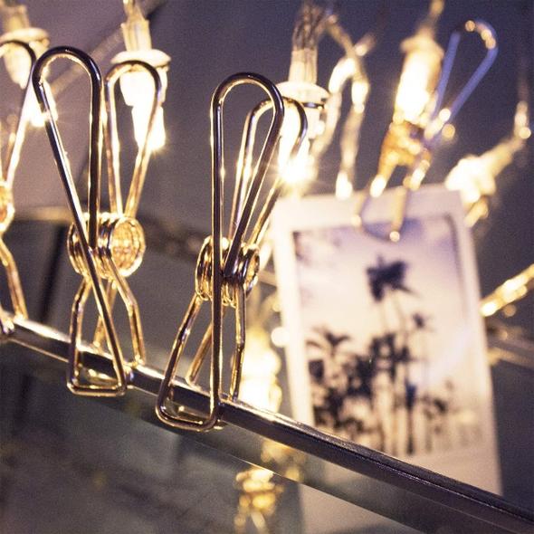 Metal Photo Clip String Lights - Gold
