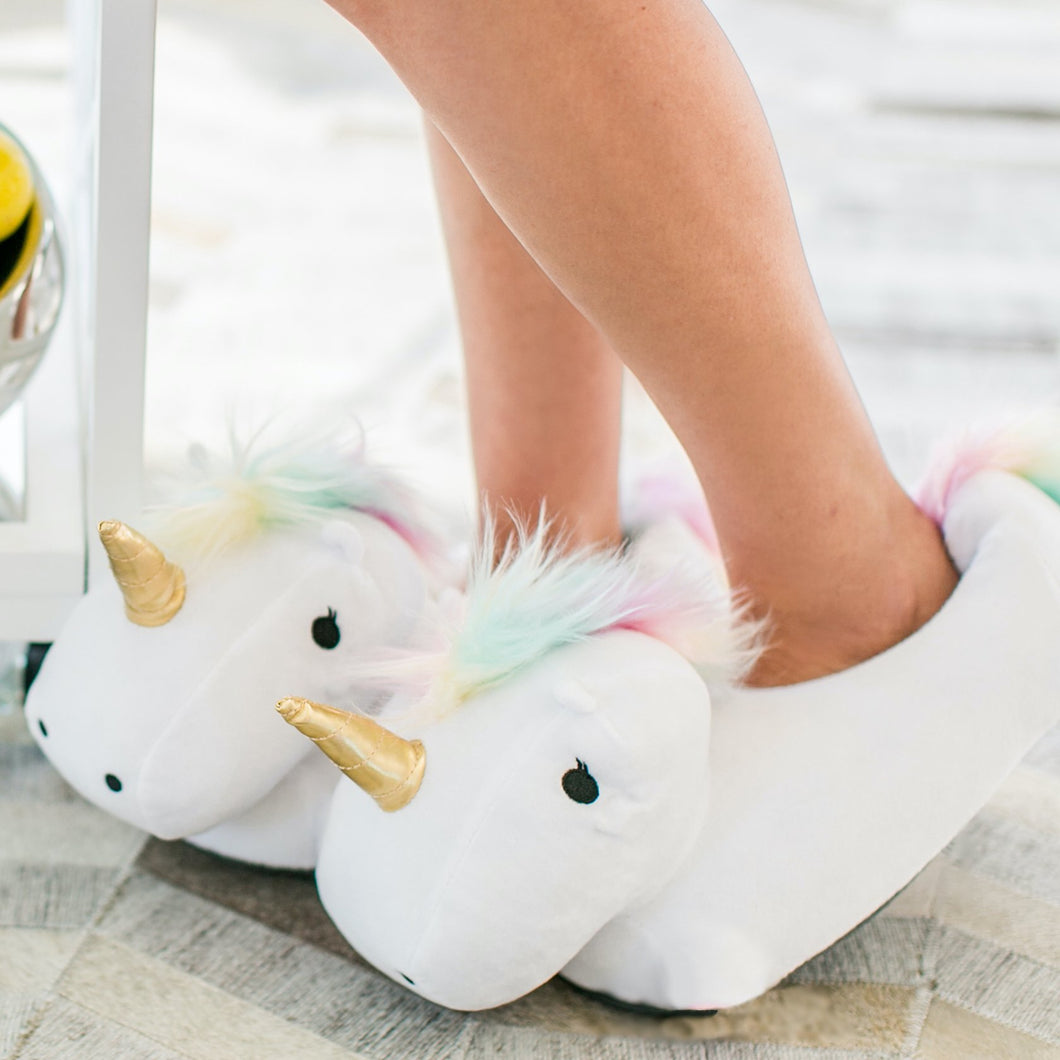 Plush Unicorn Slippers - TinyMinyMo