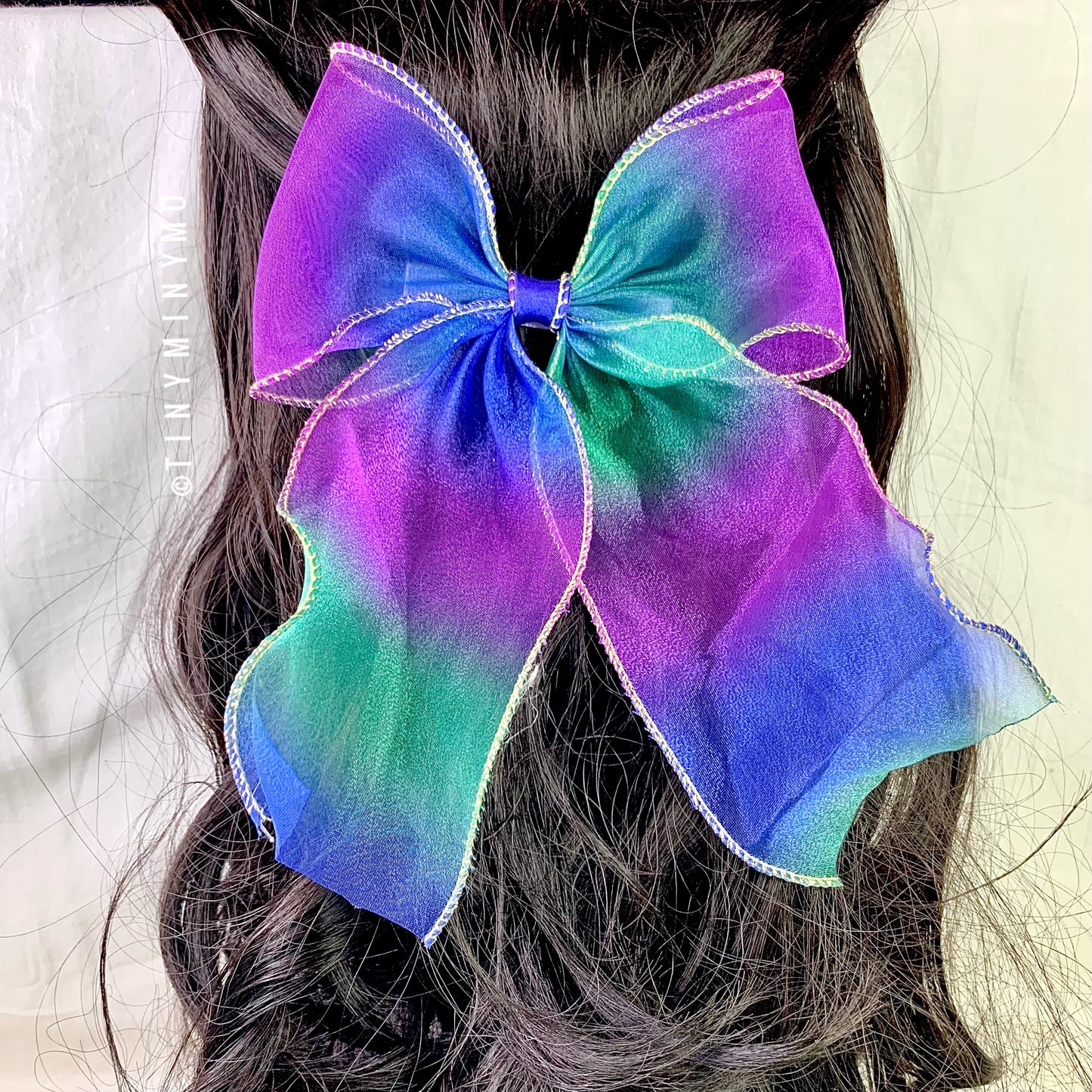 Rainbow Organza Bow Clip