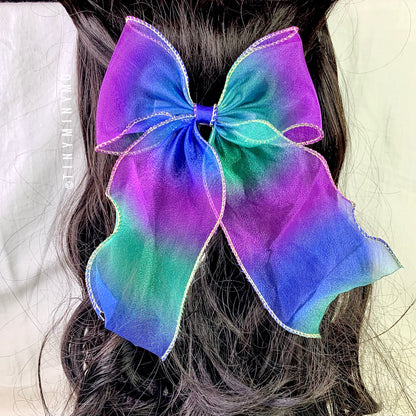 Rainbow Organza Bow Clip