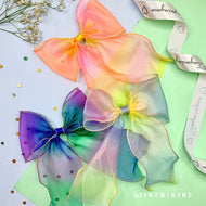 Rainbow Organza Bow Clip