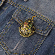 Harry Potter Hogwarts Crest Lapel Pin attached on a Jacket - Tinyminymo
