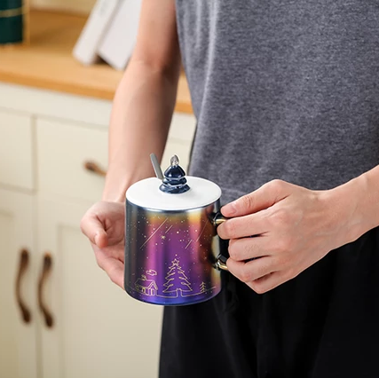 Holographic Christmas Mug with Lid and Spoon - Tinyminymo