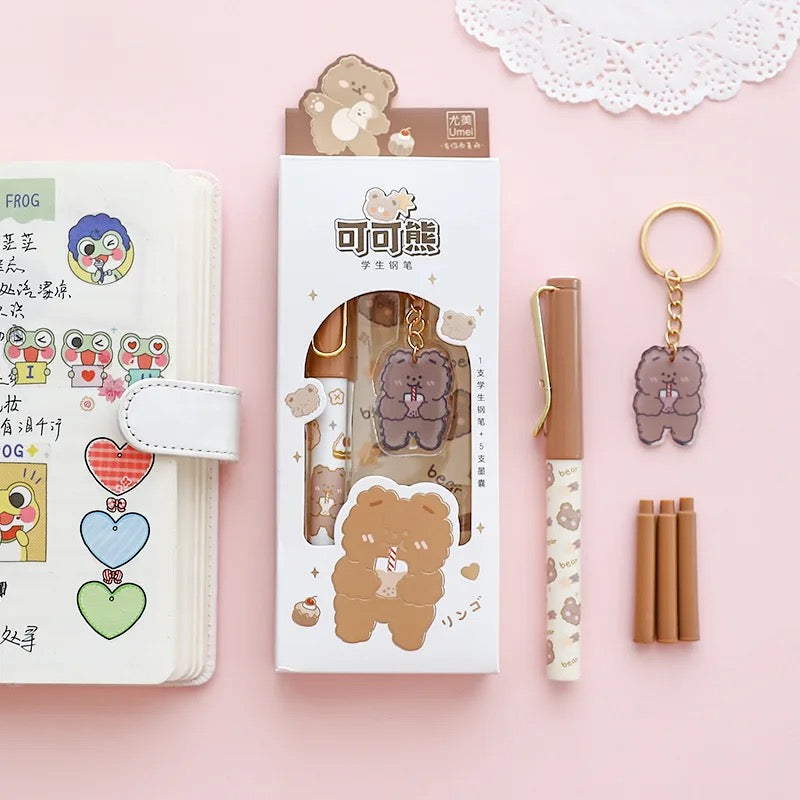 Kawaii Bear Fountain Pen Set - Tinyminymo