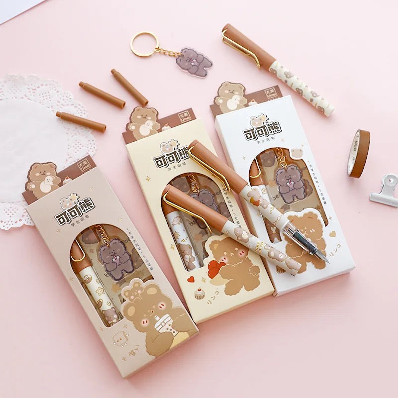 Kawaii Bear Fountain Pen Set - Tinyminymo