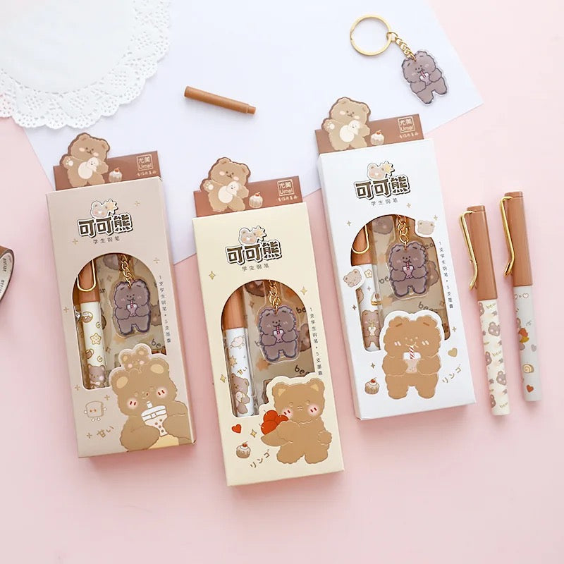 Kawaii Bear Fountain Pen Set - Tinyminymo