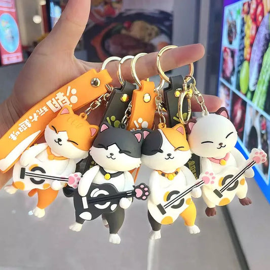 Kawaii Kitty with Guitar 3D Keychain - Tinyminymo