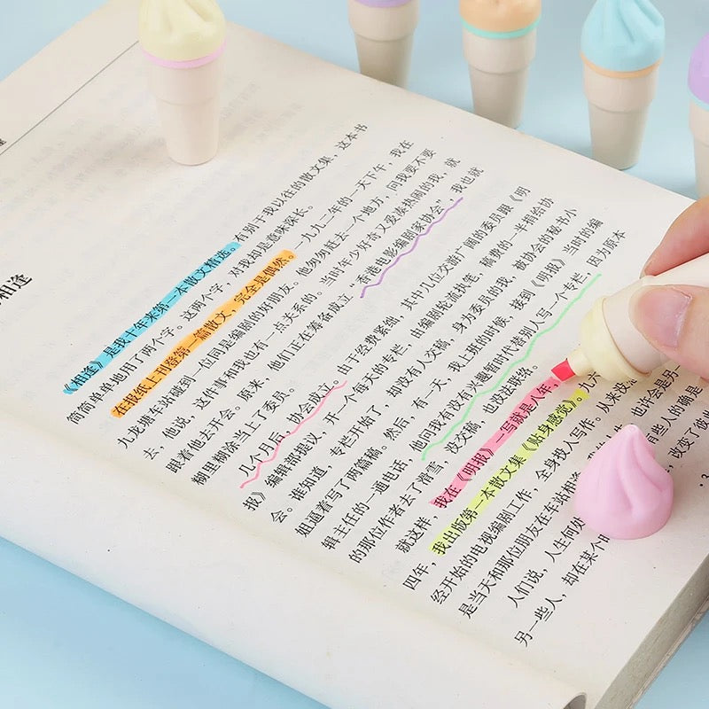 Kawaii Mini Ice-Cream Highlighters - Set of 6 - Tinyminymo