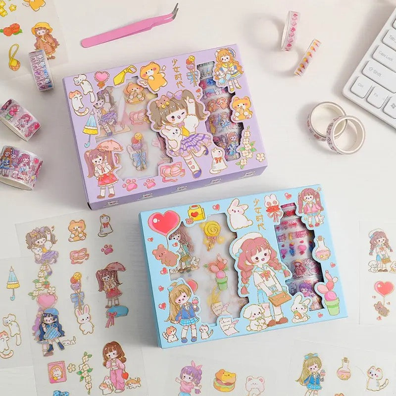 Kawaii Washi Tape and Sticker Set - Tinyminymo