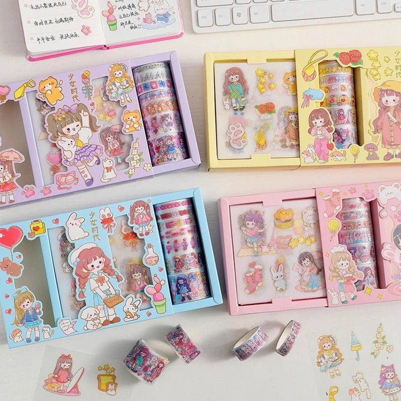 Kawaii Washi Tape and Sticker Set - Tinyminymo