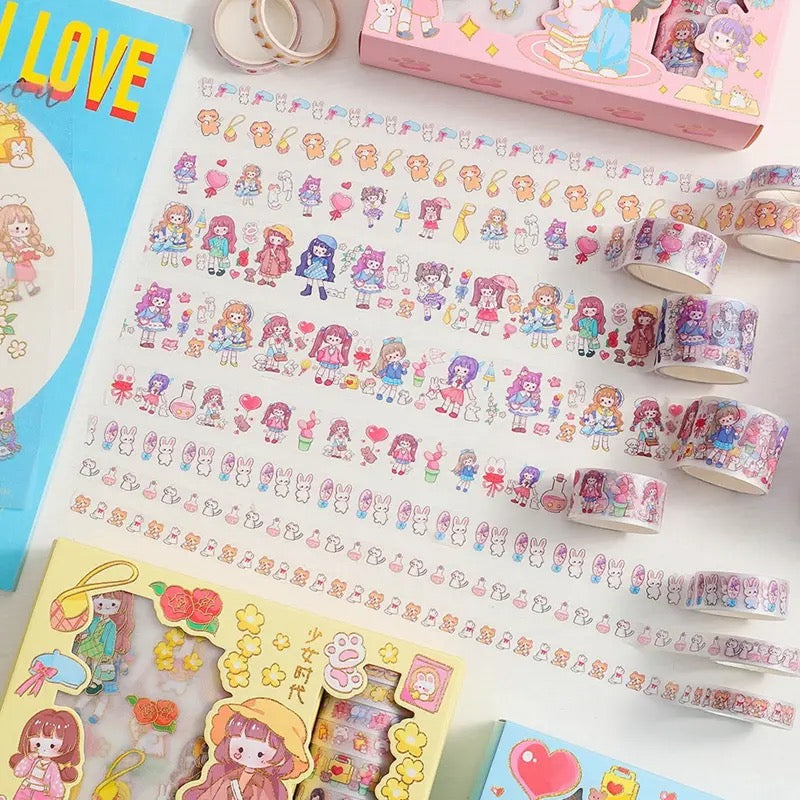 Kawaii Washi Tape and Sticker Set - Tinyminymo