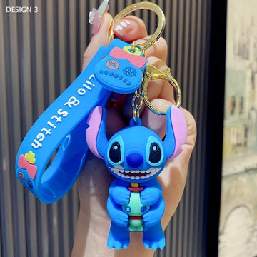 CrownStudioCreations 3D Cute Lilo Keychain Cute Stitch Keychain Cartoon