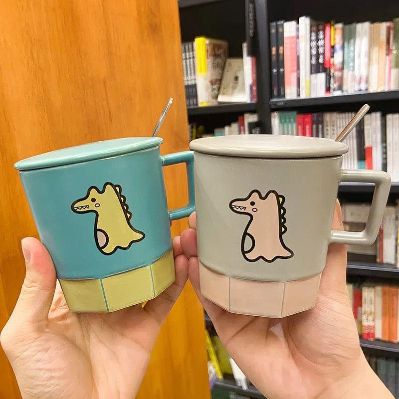 Little Dino Mug with Lid and Spoon - Tinyminymo