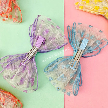 Mesh and Glitter Bow Clip - Tinyminymo
