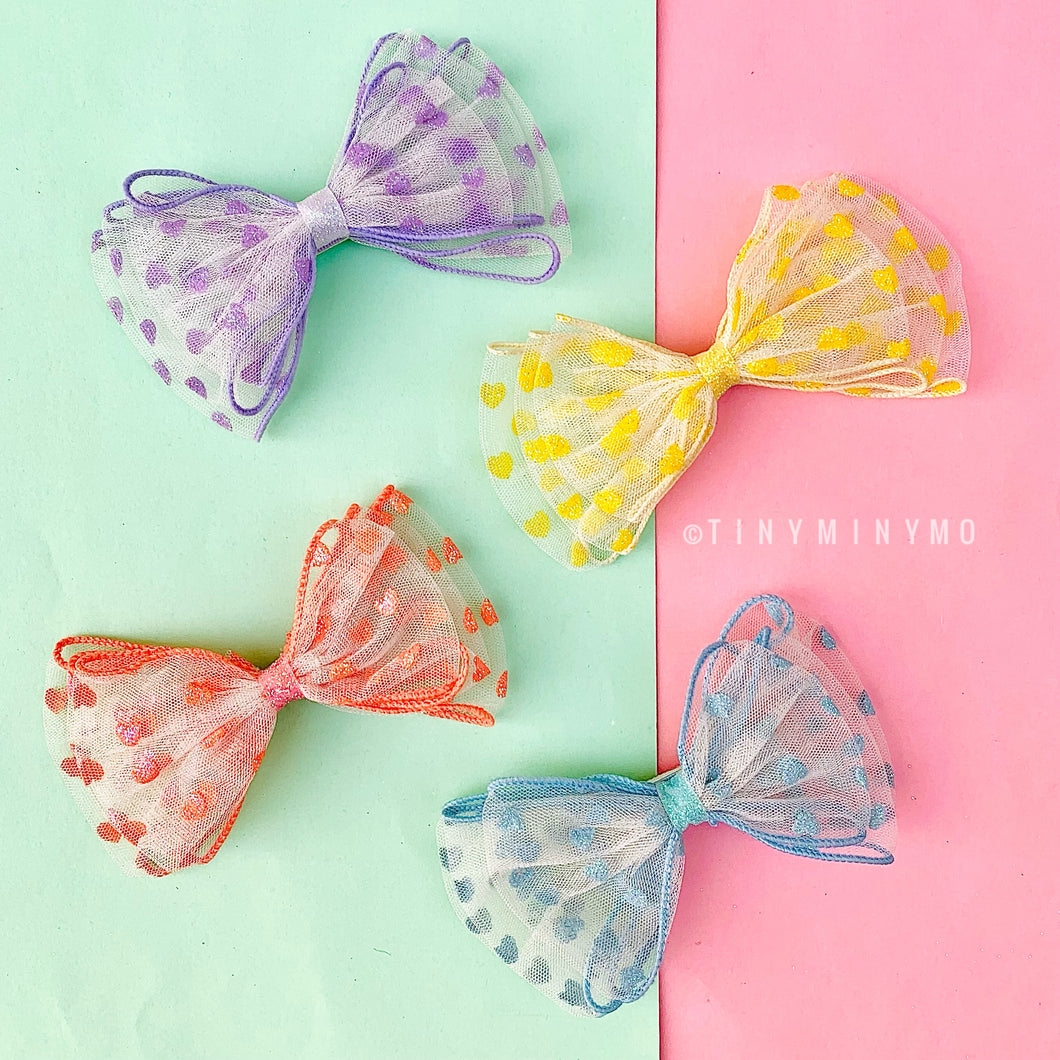 Mesh and Glitter Bow Clip - Tinyminymo