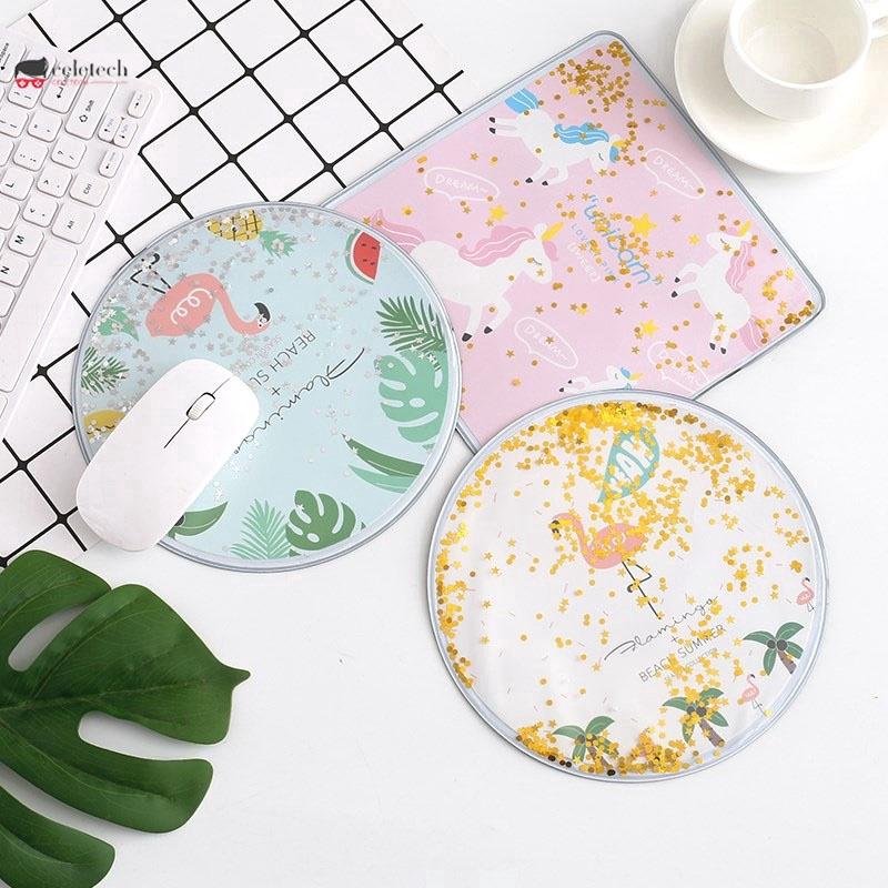Glitter Gel Mouse Pads.
