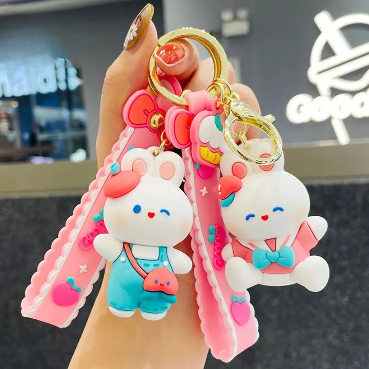 Peach Bunny 3D Keychain - Tinyminymo