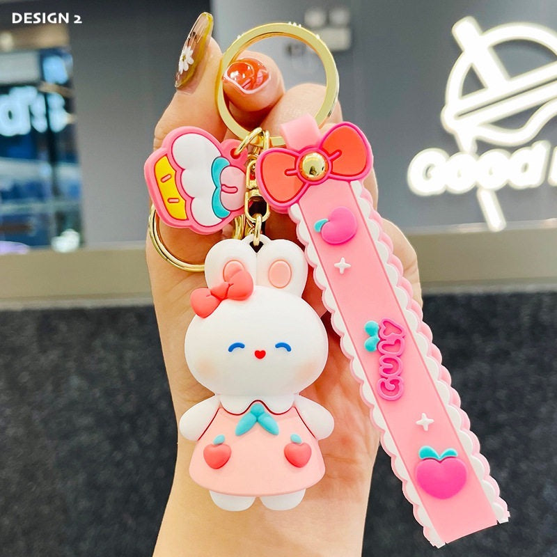 Peach Bunny 3D Keychain - Tinyminymo