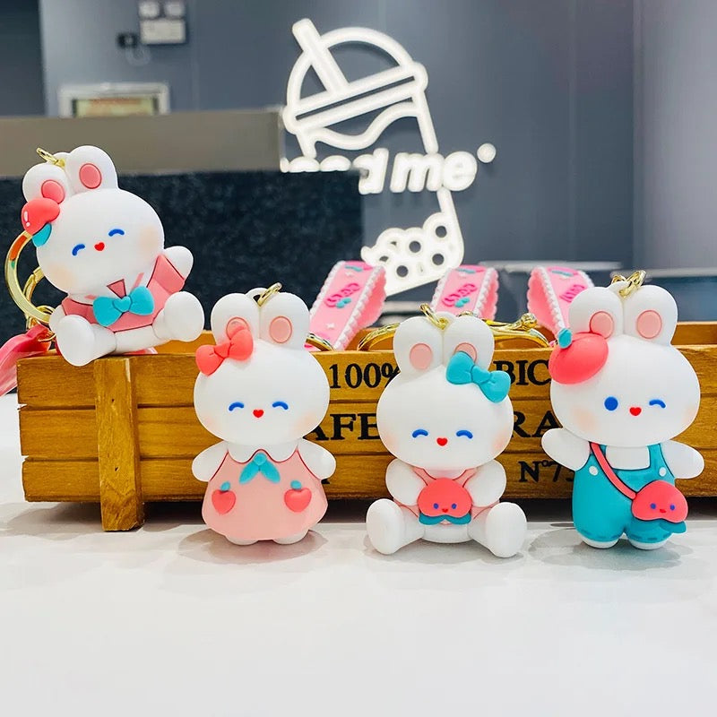 Peach Bunny 3D Keychain - Tinyminymo