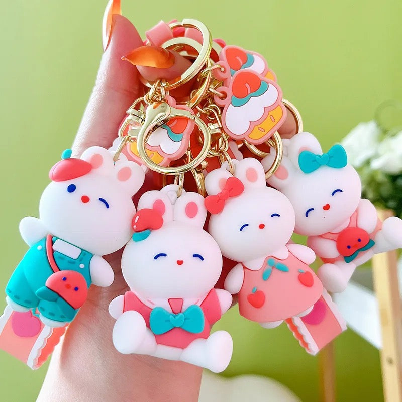 Peach Bunny 3D Keychain - Tinyminymo