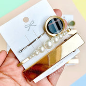 Plaid print Hair pin Set - Tinyminymo