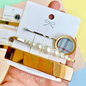 Plaid print Hair pin Set - Tinyminymo