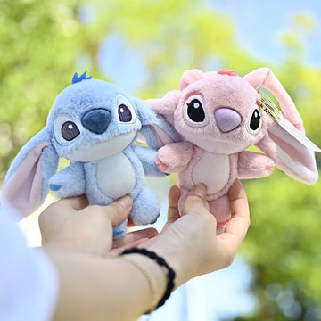 Disney Stitch Toys Anime Stitch Pendant Keychain Sweet Pink Angel