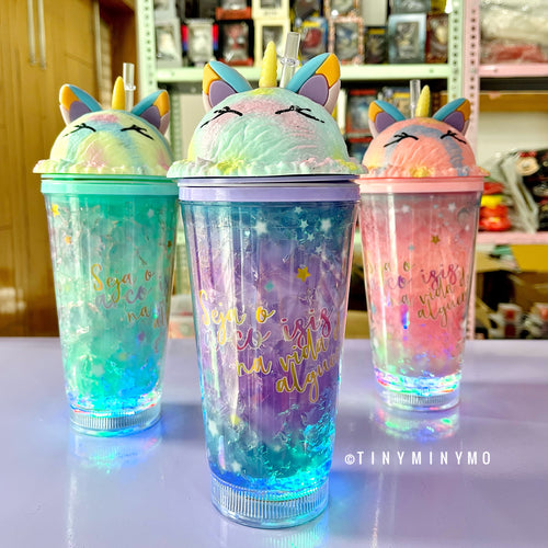 Rainbow Unicorn Double Walled LED Sipper - Tinyminymo