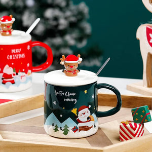 Reindeer Topper Ceramic Christmas Mug - Tinyminymo