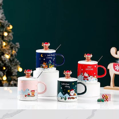 Reindeer Topper Ceramic Christmas Mug - Tinyminymo
