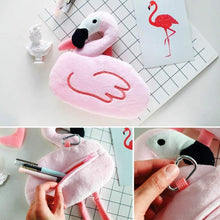 Load image into Gallery viewer, Plush Flamingo Pouch - TinyMinyMo
