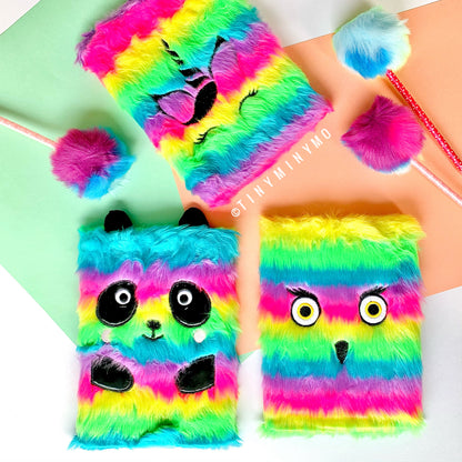 Multi-Color Plush Diary Set