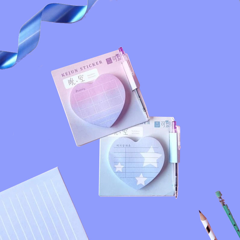 Heart Sticky Notes with Pen