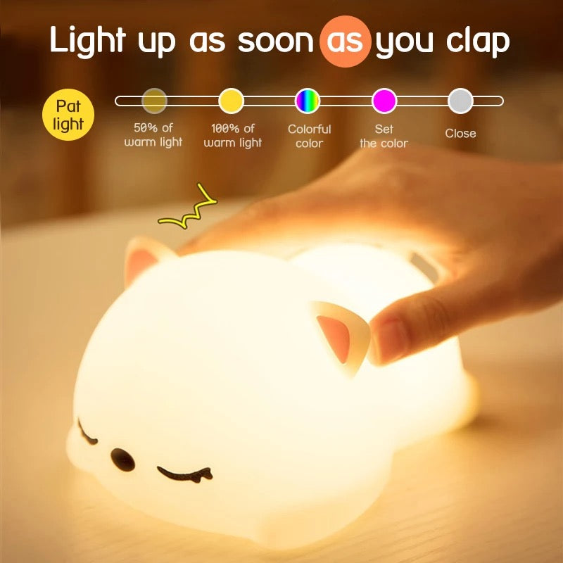Sleeping Kitty Silicone Night Light - Tinyminymo