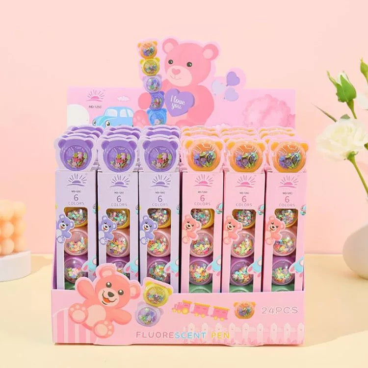Stackable Confetti Filled Bear Highlighters - Tinyminymo