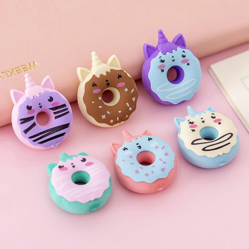 Unicorn Donut Erasers - Set of 6 - Tinyminymo