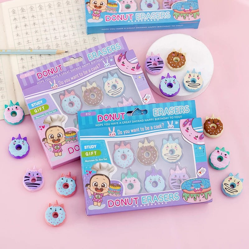 Unicorn Donut Erasers - Set of 6 - Tinyminymo
