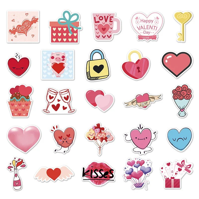 Valentine Stickers - Set of 50 - Tinyminymo