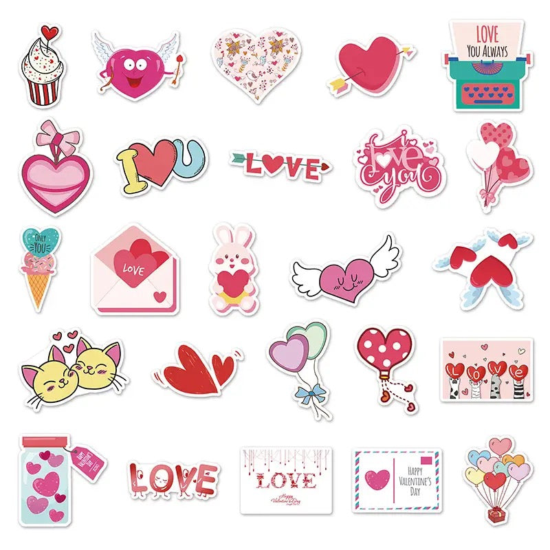 Valentine Stickers - Set of 50 - Tinyminymo