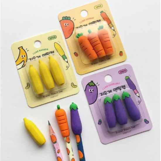 Veggies Eraser and Pencil Topper - Set of 3 - Tinyminymo