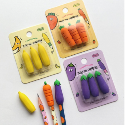 Veggies Eraser and Pencil Topper - Set of 3 - Tinyminymo